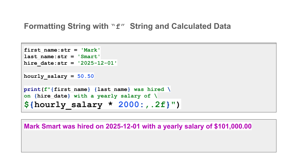 Mod 2 fstring and numeric formatting